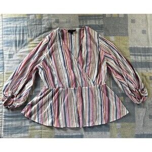 Lane Bryant Multicolor Striped Pullover 3/4 Sleeve Women's Blouse Sz 18
